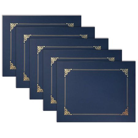 BETTER OFFICE PRODUCTS Navy Blue Certificate Holders, Diploma Holders, Document Covers with Gold Foil Border, 25PK 65252